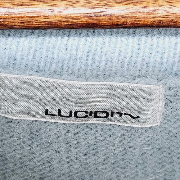 Lucidity Angora Blend Soft Cowl Off Shoulder Blue Fuzzy Sweater Sz S Light Blue - Picture 4 of 6